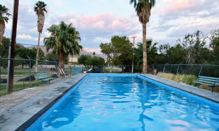 Shoshone Village hot springs swimming pool.