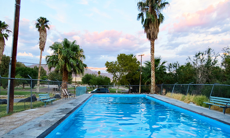 Shoshone Village hot springs swimming pool.